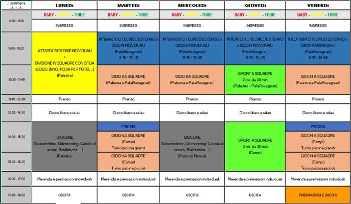 CANTERA SUMMER CAMP BIASSONO programma