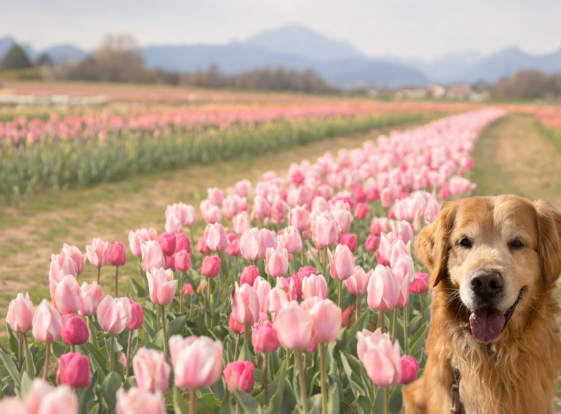 Cane e tulipani in fiore 2026